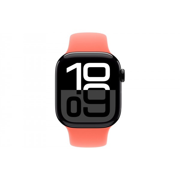 Apple Watch S10 42mm Jet Black Aluminum Case with Tangerine Sport Band S/M