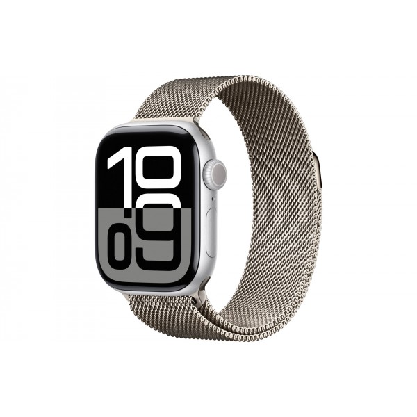 Apple Watch S10 42mm Silver Aluminum Case with Natural Milanese Loop