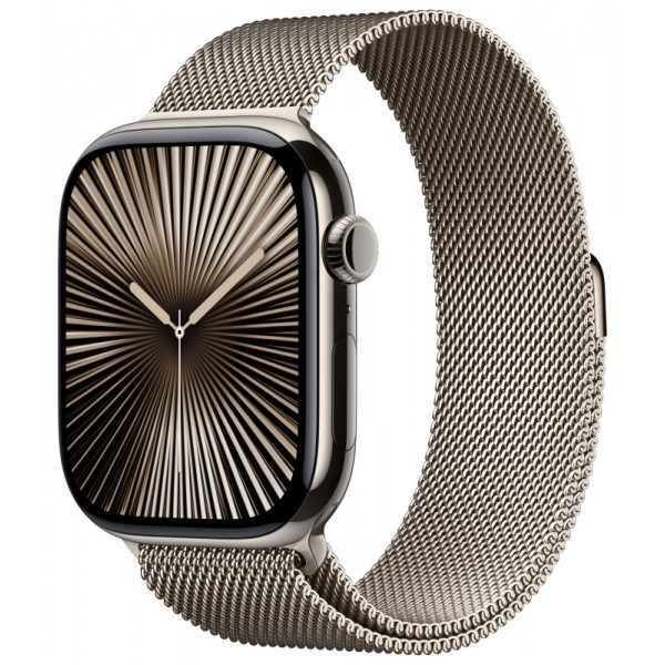 Apple Watch S10 46mm Natural Titanium Case with Natural Milanese Loop M/L (US)