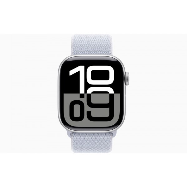 Apple Watch S10 42mm Silver Aluminium Case with Blue Cloud Sport Loop 