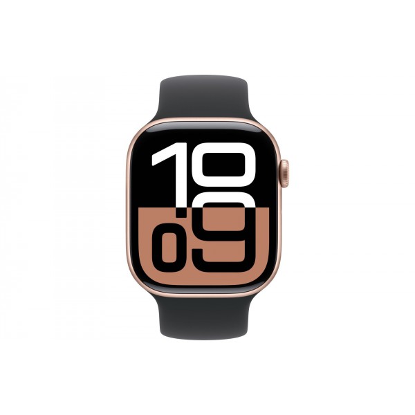 Apple Watch S10 46mm Rose Gold Aluminum Case with Black Solo Loop Size 9