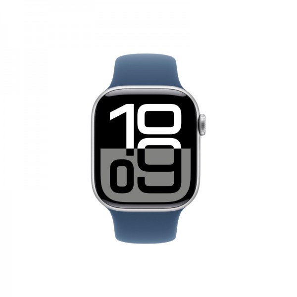 Apple Watch S10 46mm Silver Aluminium Case with Denim Sport Band S/M 