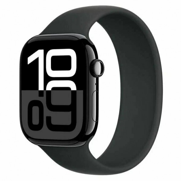 Apple Watch S10 46mm в черном алюминиевом корпусе с черным ремешком Solo Loop размер 10