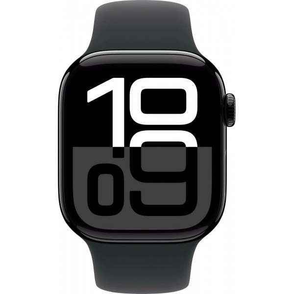 Apple Watch S10 46mm в черном алюминиевом корпусе с черным ремешком Solo Loop размер 10