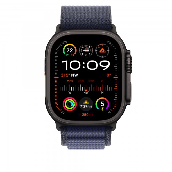 Ремешок для Apple Watch Ultra 49mm Navy Alpine Loop - M (Темно-синий) Black Titanium Finish