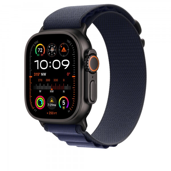 Ремешок для Apple Watch Ultra 49mm Navy Alpine Loop - S (Темно-синий) Black Titanium Finish