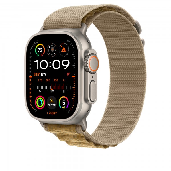 Ремешок Tan Alpine Loop для Apple Watch Ultra 49mm - M (Бежевый) с натуральной отделкой титана