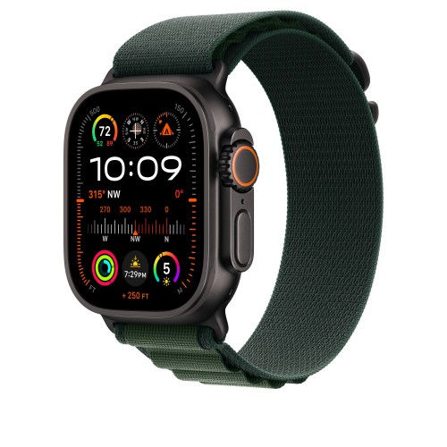 Ремешок для Apple Watch Ultra 49mm Dark Green Alpine Loop - S (Зеленый) Black Titanium Finish