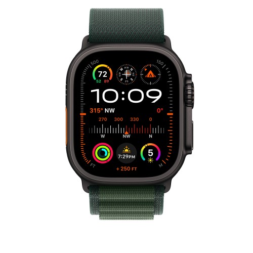 Ремешок для Apple Watch Ultra 49mm Dark Green Alpine Loop - S (Зеленый) Black Titanium Finish