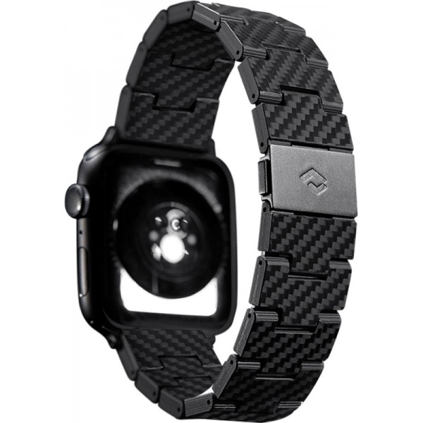 Ремешок Pitaka Carbon Fiber Link серия Retro для Apple Watch 38/40/41/42/44/45/46/49 мм, чёрно/серый (полоска) (AWB1004)