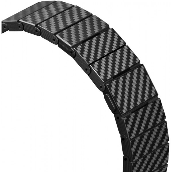 Ремешок Pitaka Carbon Fiber серия Modern для Samsung Galaxy Watch (40/42/43/44/45/46/47 мм), чёрно/серый (полоска) (GWB1001)