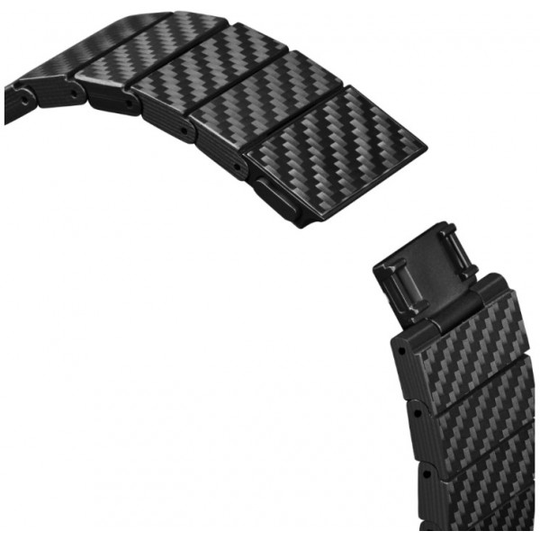 Ремешок Pitaka Carbon Fiber серия Modern для Samsung Galaxy Watch (40/42/43/44/45/46/47 мм), чёрно/серый (полоска) (GWB1001)