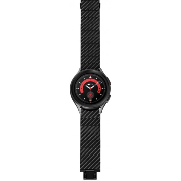 Ремешок Pitaka Carbon Fiber серия Modern для Samsung Galaxy Watch (40/42/43/44/45/46/47 мм), чёрно/серый (полоска) (GWB1001)