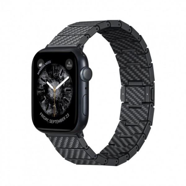 Ремешок Pitaka  Carbon Fiber Watch Band для Apple Watch 49/46/45/44/42/41/40 мм, modern, чёрно/серый (полоска) (AWB2307)