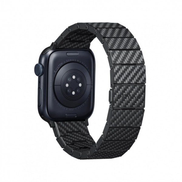Ремешок Pitaka  Carbon Fiber Watch Band для Apple Watch 49/46/45/44/42/41/40 мм, modern, чёрно/серый (полоска) (AWB2307)