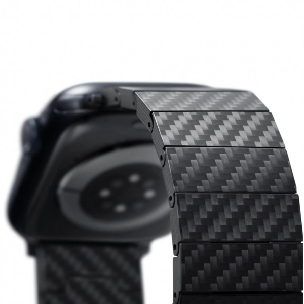 Ремешок Pitaka  Carbon Fiber Watch Band для Apple Watch 49/46/45/44/42/41/40 мм, modern, чёрно/серый (полоска) (AWB2307)