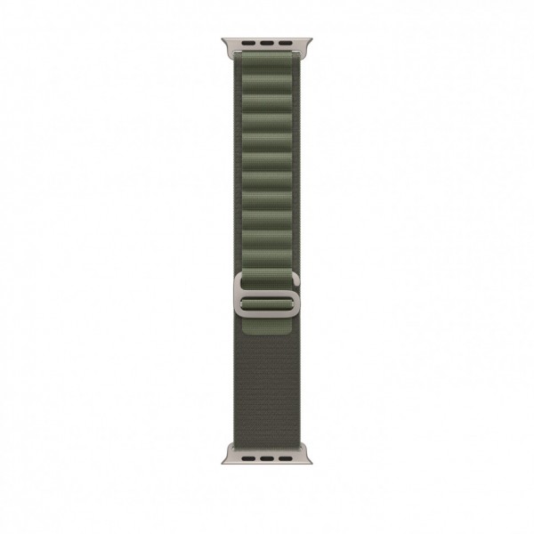 Ремешок для Apple Watch Ultra 49mm Dark Green Alpine Loop - L (Зеленый) Natural Titanium Finish