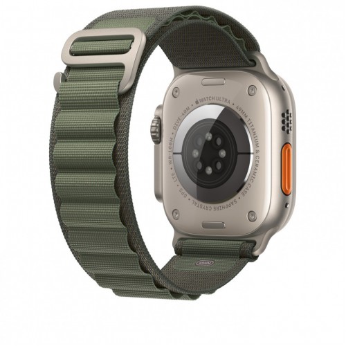 Ремешок для Apple Watch Ultra 49mm Dark Green Alpine Loop - L (Зеленый) Natural Titanium Finish