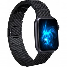 Ремешок Pitaka Carbon Fiber Link серия Retro для Apple Watch 38/40/41/42/44/45/46/49 мм, чёрно/серый (полоска) (AWB2311)