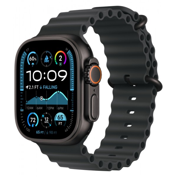 Умные часы Apple Watch Ultra 2 (2024) GPS + Cellular, 49 мм, корпус из черного титана, ремешок Ocean Band черного цвета