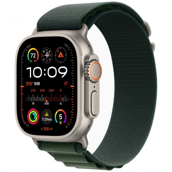 Умные часы Apple Watch Ultra 2 (2024) GPS + Cellular, 49 мм, корпус из бежевого титана, ремешок Alpine Loop Dark Green зеленого цвета, размер L