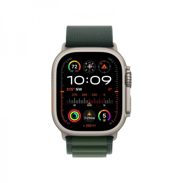 Умные часы Apple Watch Ultra 2 (2024) GPS + Cellular, 49 мм, корпус из бежевого титана, ремешок Alpine Loop Dark Green зеленого цвета, размер L