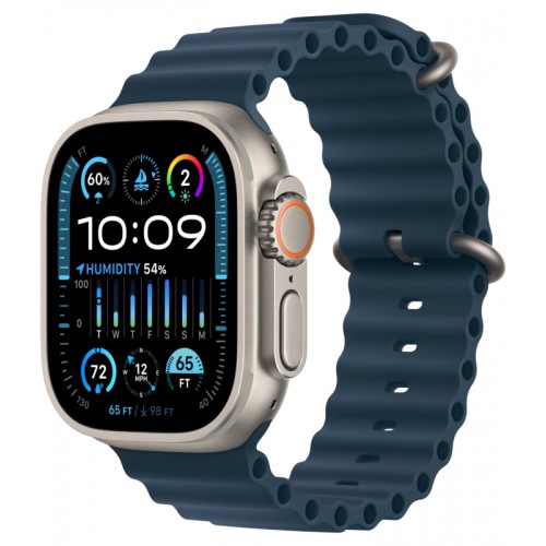 Умные часы Apple Watch Ultra 2 (2024) GPS + Cellular, 49 мм, корпус из бежевого титана, ремешок Ocean Band Navy синего цвета