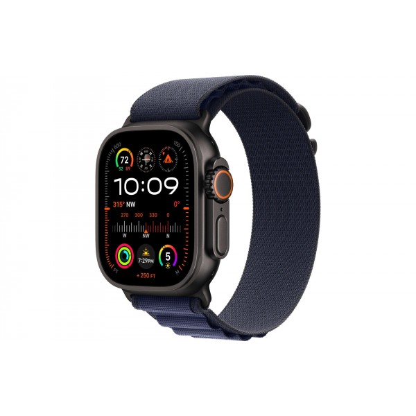 Умные часы Apple Watch Ultra 2 (2024) GPS + Cellular, 49 мм, корпус из черного титана, ремешок Alpine Loop Navy синего цвета, US, размер M
