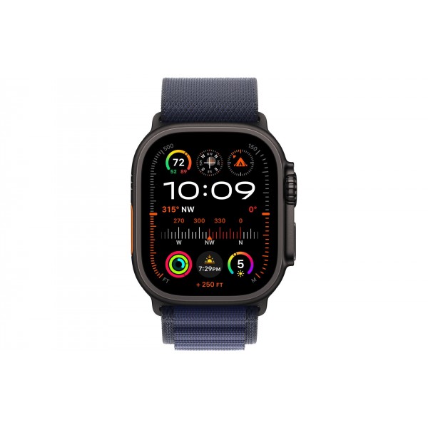 Умные часы Apple Watch Ultra 2 (2024) GPS + Cellular, 49 мм, корпус из черного титана, ремешок Alpine Loop Navy синего цвета, US, размер M
