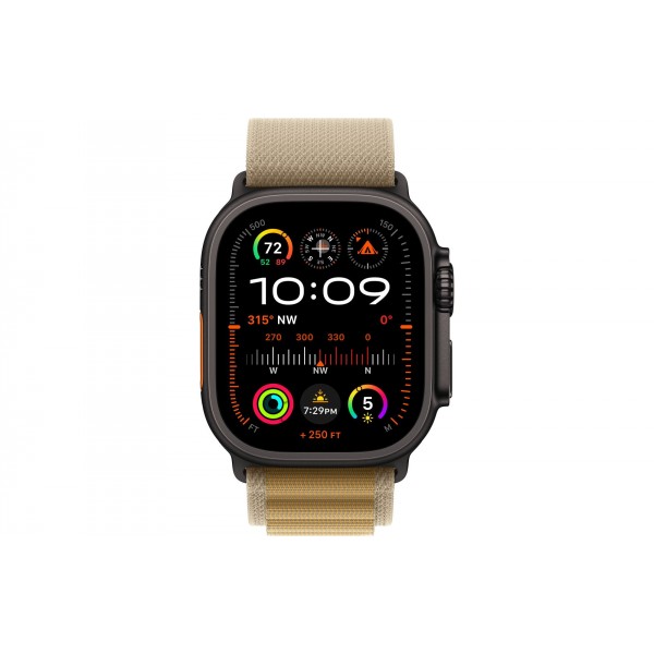 Умные часы Apple Watch Ultra 2 (2024) GPS + Cellular, 49 мм, корпус из черного титана, ремешок Alpine Loop Tan бежевого цвета US, размер S