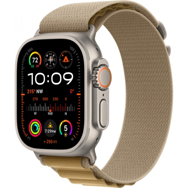 Умные часы Apple Watch Ultra 2 (2024) GPS + Cellular, 49 мм, корпус из бежевого титана, ремешок Alpine Loop Tan бежевого цвета US, размер M
