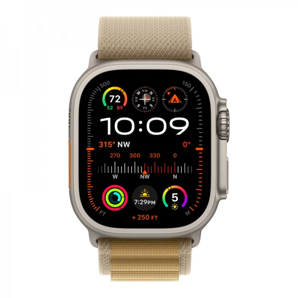 Умные часы Apple Watch Ultra 2 (2024) GPS + Cellular, 49 мм, корпус из бежевого титана, ремешок Alpine Loop Tan бежевого цвета US, размер M