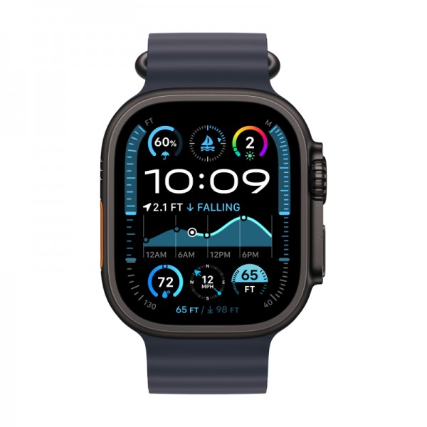 Умные часы Apple Watch Ultra 2 (2024) с GPS и Cellular, черный титановый корпус и синий ремешок Ocean Band Navy US