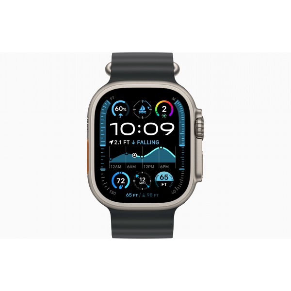 Умные часы Apple Watch Ultra 2 (2024) с GPS и Cellular, 49 мм, бежевый титановый корпус и черный ремешок Ocean Band