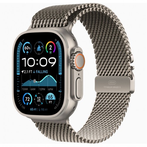 Умные часы Apple Watch Ultra 2 (2024) GPS + Cellular, 49 мм, корпус из бежевого титана, ремешок Natural Titanium Milanese Loop, M