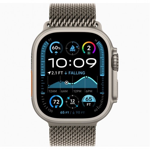 Умные часы Apple Watch Ultra 2 (2024) GPS + Cellular, 49 мм, корпус из бежевого титана, ремешок Natural Titanium Milanese Loop, M