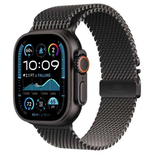 Умные часы Apple Watch Ultra 2 (2024) GPS + Cellular, 49 мм, корпус из черного титана, ремешок Black Titanium Milanese Loop, L