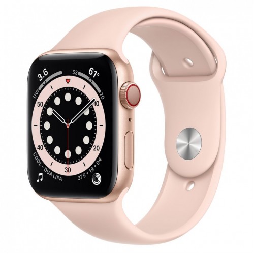 Умные часы Apple Watch Series 6 44 мм, алюминий золотистый, sport band pink