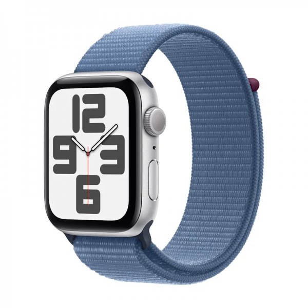 Умные часы Apple Watch SE 2 (2024) 40mm с серебристым алюминиевым корпусом и зимним синем спортивным ремешком
