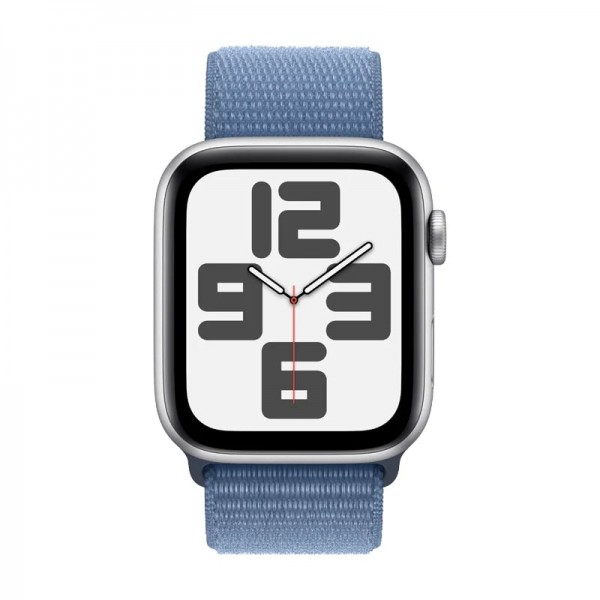 Умные часы Apple Watch SE 2 (2024) 40mm с серебристым алюминиевым корпусом и зимним синем спортивным ремешком