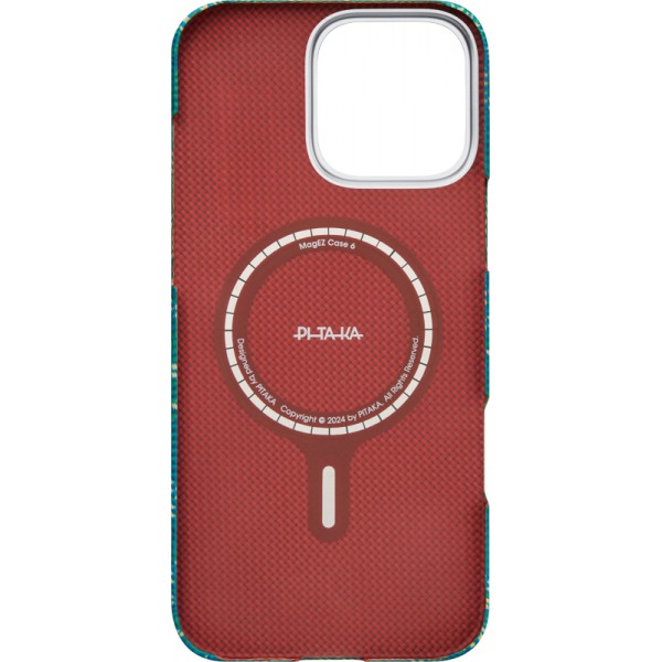 Чехол PITAKA Monogram Tactile Woven Case для iPhone 16 Pro 6.3", цвет зелено/золотой (PTK-Green/Gold) KI1601PTK