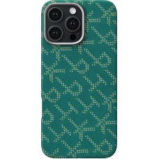 Чехол PITAKA Monogram Tactile Woven Case для iPhone 16 Pro 6.3", цвет зелено/золотой (PTK-Green/Gold) KI1601PTK