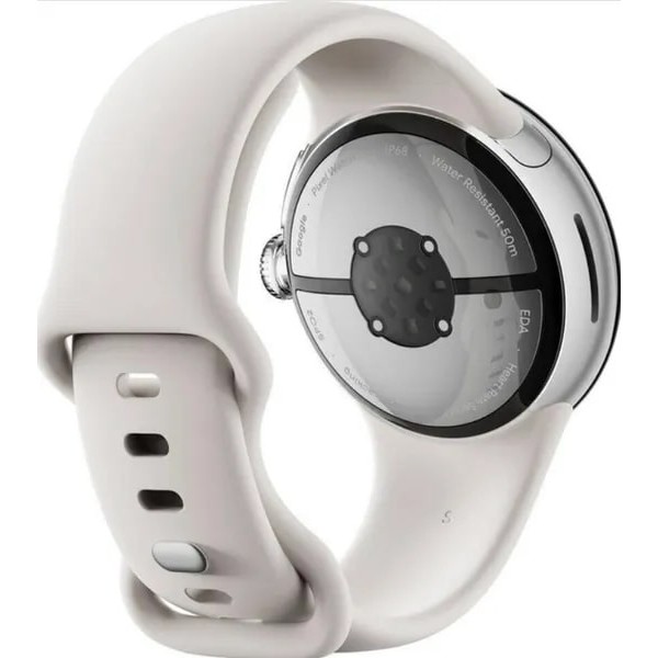 Умные часы Google Pixel Watch 2 LTE: Полированный серебряный корпус и порцелановый ремешок