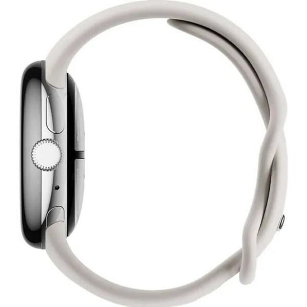 Умные часы Google Pixel Watch 2 LTE: Полированный серебряный корпус и порцелановый ремешок