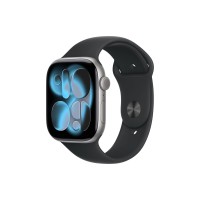 Apple Watch S11 42mm Space Gray Aluminum Case with Black Sport Band S/M