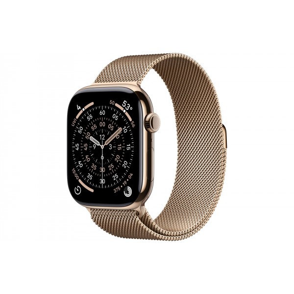 Apple Watch S11 42mm GPS + Cellular, Gold Titanium Case with Gold Milanese Loop