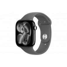 Apple Watch S11 46mm Jet Black Aluminum Case with Stone Gray Sport Band M/L
