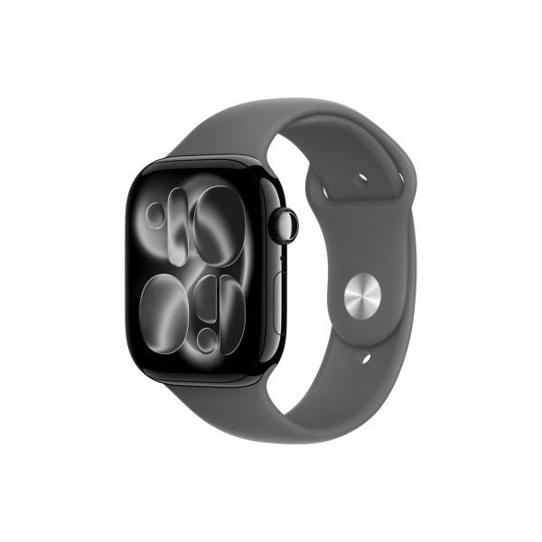 Apple Watch S11 46mm Jet Black Aluminum Case with Stone Gray Sport Band M/L