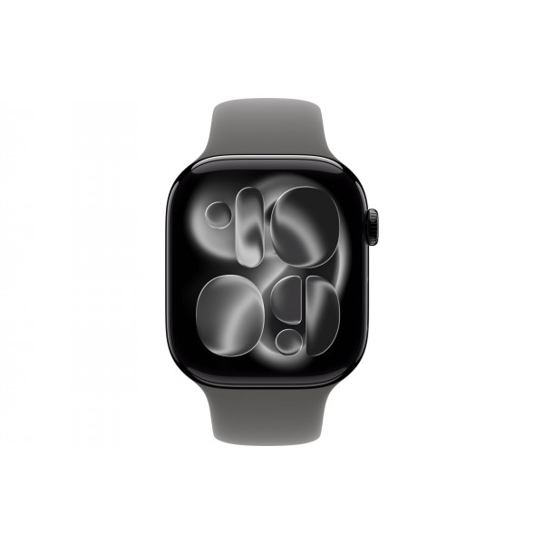 Apple Watch S11 46mm Jet Black Aluminum Case with Stone Gray Sport Band M/L