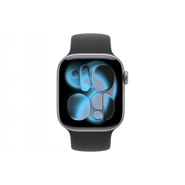 Apple Watch S11 42mm Space Gray Aluminum Case with Black Solo Loop Size 4